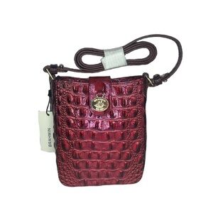 Brahmin Marley Rose Ombré Melbourne Genuine Leather Croc-Embossed Crossbody Bag